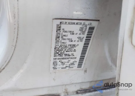 2005 Nissan Armada Se z USA, uszkodzony, nr VIN 5N1AA08B85N706226